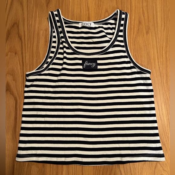 Shop Fancy Striped Tank Top Navy + White Size L/XL - Picture 1 of 5